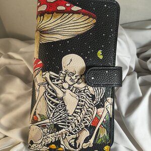 Kissing Skeletons Wallet 4.5 by 8 inch 46 spots for cards